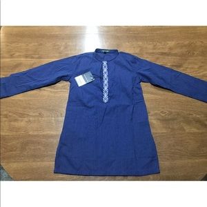 Boys Blue Panjabi Size 2/3 Brand Yellow NEW